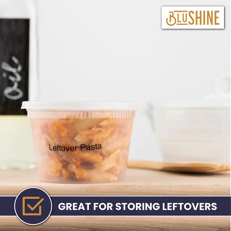 BluShine [36 Sets] 16 oz. Plastic Deli Food Storage Containers with Airtight Leak Proof Lids - Reusable -Microwave, Fridge, and Freezer Safe - Image 5